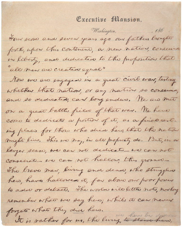 Gettysburg Address, First Draft
